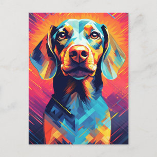 Cartão Postal Arte Colorida Dachshund