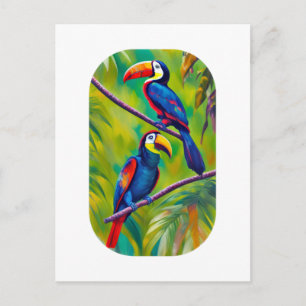 Cartão Postal Arte Colorida de Pássaros Turianos