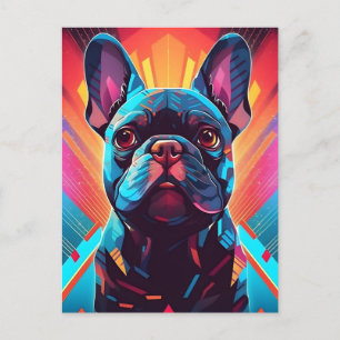 Cartão Postal Arte Colorida do Bulldog Francês