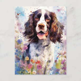 Cartão Postal arte colorida em aquarela do English Springer Span