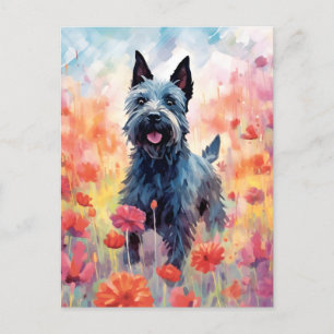 Cartão Postal Arte colorida em aquarela do Terrier Escocês