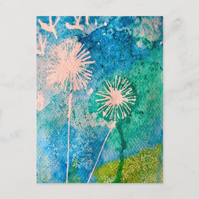 Cartão Postal Arte colorida rosa colorido flamingo aquarela (Frente)