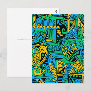 Cartão Postal Arte com Padrão Pintado à Mão e Digitalmente 21