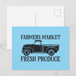 Cartão Postal Arte com palavras de mercado de agricultores fofo