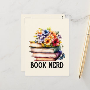 Cartão Postal Arte com palavras de nerd de livro engraçado