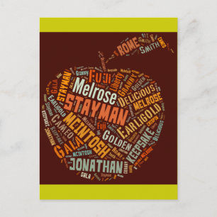 Cartão Postal Arte com Palavras de Variedades de Maçã