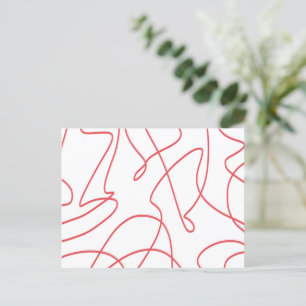 Cartão Postal Arte Contemporânea de Linha: Vermelho e Branco
