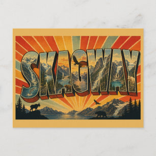 Cartão Postal Arte da Cachoeira da Montanha do Fiorde de Skagway