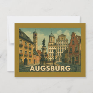 Cartão Postal Arte da Cidade de Augsburg Alemanha