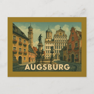 Cartão Postal Arte da Cidade de Augsburg Alemanha