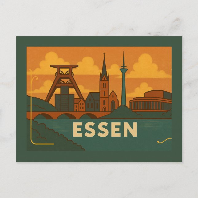 Cartão Postal Arte da Cidade de Essen Alemanha (Frente)