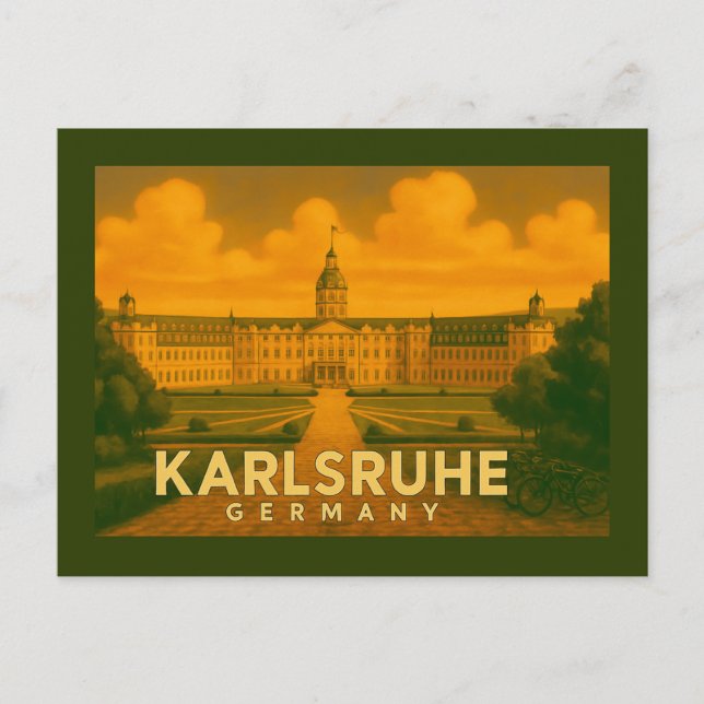 Cartão Postal Arte da Cidade de Karlsruhe Alemanha (Frente)
