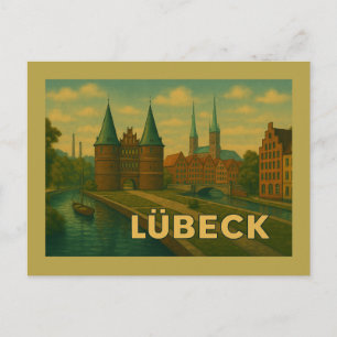 Cartão Postal Arte da Cidade de Lübeck Alemanha