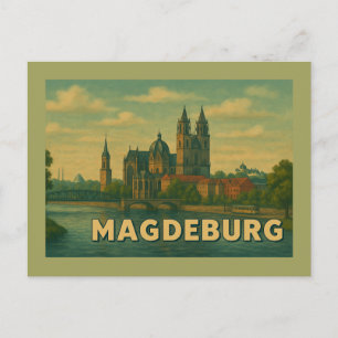 Cartão Postal Arte da Cidade de Magdeburg Alemanha
