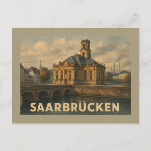 Cartão Postal Arte da Cidade de Saarbrücken Alemanha