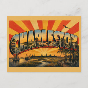 Cartão Postal Arte da Confluência do Rio de Charleston SC em Pân