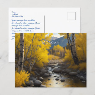 Cartão Postal Arte da Corrente do Colorado & Árvores de Aspen, N