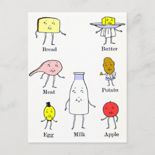 Cartão Postal Arte da Cozinha do Comida Vintage Favorita
