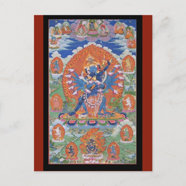 Cartão Postal Arte da Deidade Budista Tibetana Hevajra (Frente)