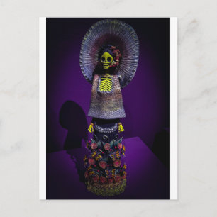 Cartão Postal Arte da Figura de Esqueleto Catrina do Día de los