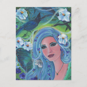 Cartão Postal Arte da flor de lua da fada da primavera por Renee