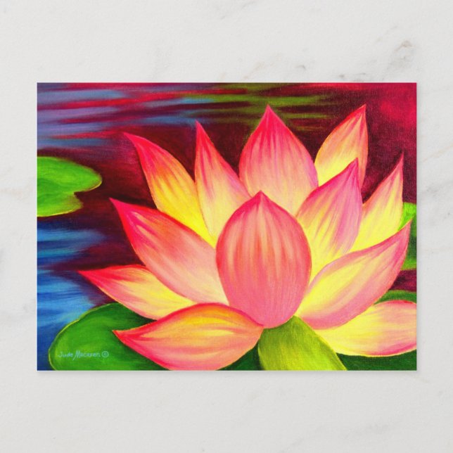 Cartão Postal Arte da flor do lírio de água de Lotus do chinês - (Frente)