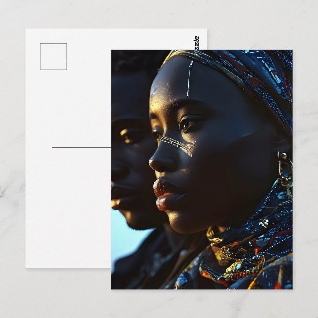 Cartão Postal Arte da moda africana (Frente/Verso)