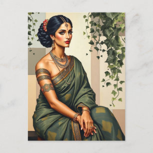 Cartão Postal Arte da Mulher Indiana. Retrato Wall Art