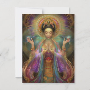Cartão Postal Arte da Oração da Deusa Visionária Quan Yin