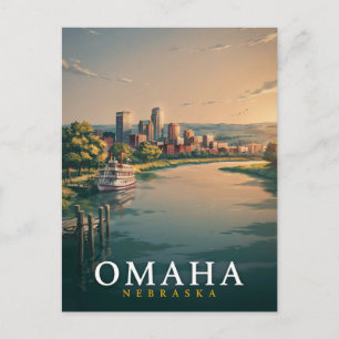 Cartão Postal Arte da Paisagem Urbana de Omaha Nebraska