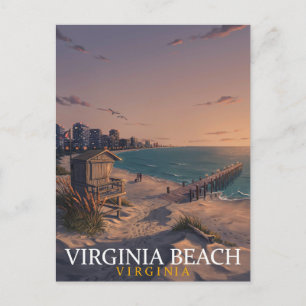 Cartão Postal Arte da Silhueta da Orla de Virginia Beach