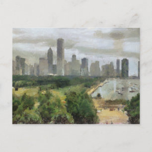 Cartão Postal Arte da Silhueta de Chicago