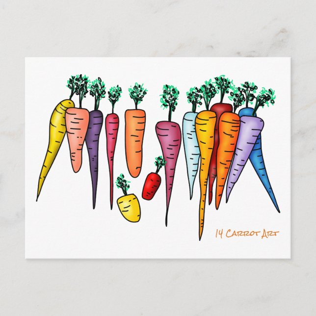 Cartão Postal Arte de 14 cenouras (Frente)