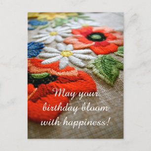 Cartão Postal Arte de Agulha de Aniversário