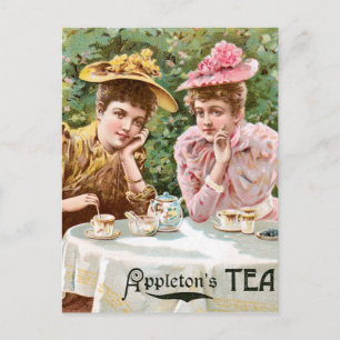 Cartão Postal Arte de Anúncio de Bebida Vintage do Chá de Applet