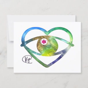 Cartão Postal Arte de Aquarela com Mau de Coração
