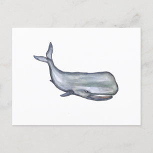 Cartão Postal Arte de aquarela de baleia