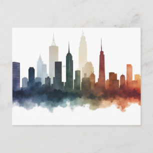Cartão Postal Arte de aquarela de cidade