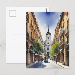 Cartão Postal arte de aquarela de Madrid