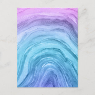 Cartão Postal Arte de Aquarela de Omã Azul e Roxo