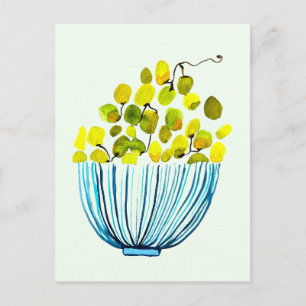 Cartão Postal arte de aquarela de uvas frutas