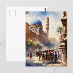 Cartão Postal Arte de aquarela do Cairo