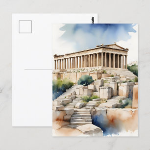 Cartão Postal Arte de aquarela Grécia de Atenas