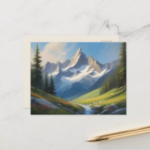 Arte de Aquarela na Montanha Alpina