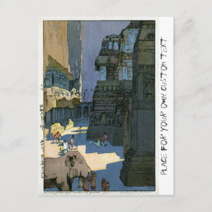 Cartão Postal Arte de aquarela oriental legal Yoshida