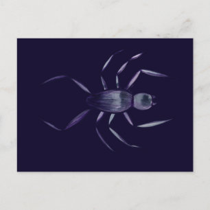Cartão Postal Arte de Aranha Roxo de Halloween Assustador