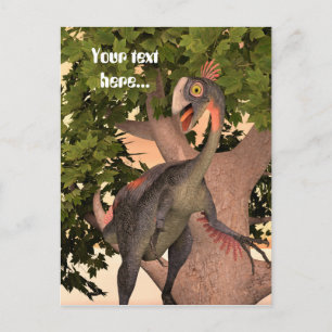 Cartão Postal Arte de Aventura do Dinossauro Gigantoraptor para