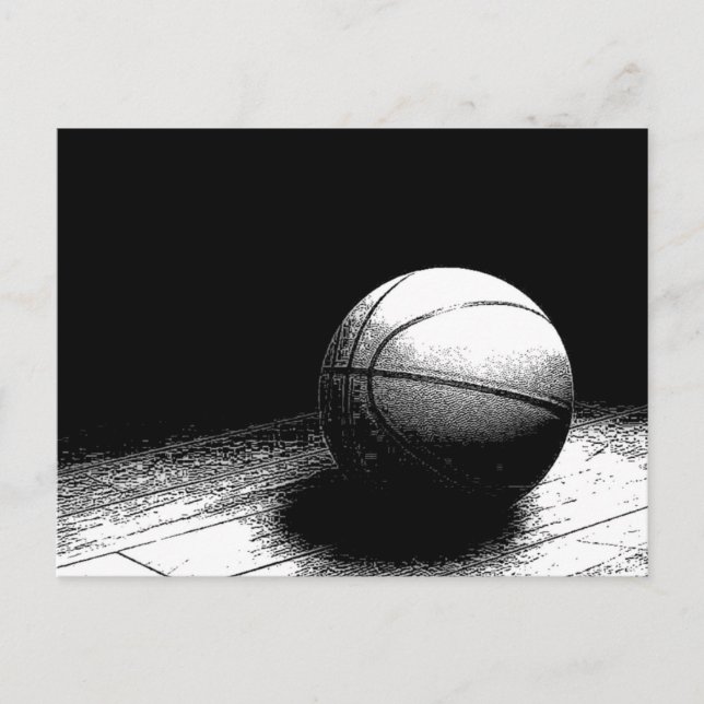 Cartão Postal Arte de Basquete Branca (Frente)