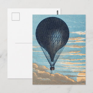 Cartão Postal Arte de Berçário com Balão de Ar Quente Antigo no 