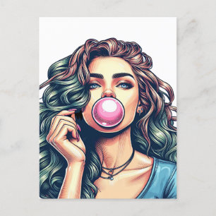 Cartão Postal Arte de bolhas de pastilha elástica